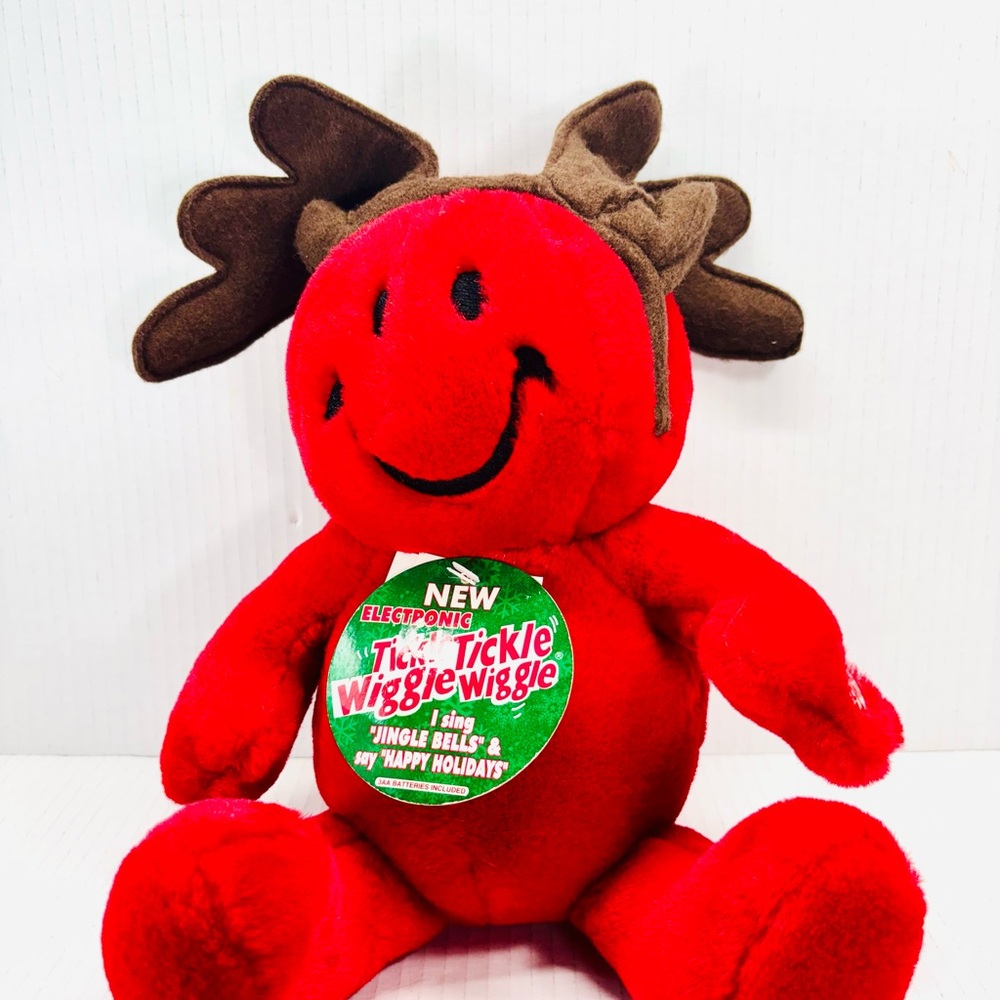 Main Joy 18” Tickle Wiggle Reindeer Plush With Hang Tag Jingle Bells Vintage